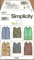 9850 CHILD'S LINED OR UNLINED ZIPPY VEST PATTERN 3-8